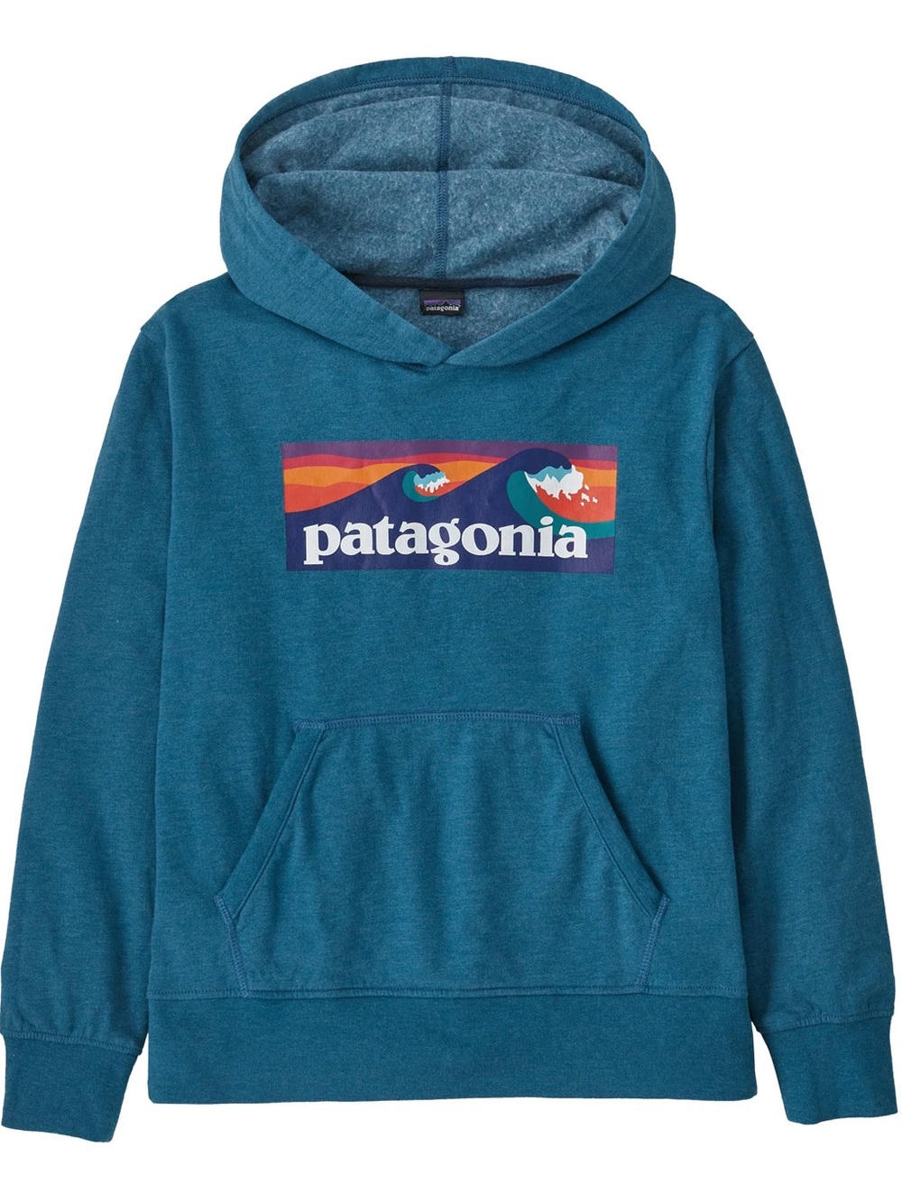 Patagonia Kids Teal Wave Logo Hoodie Big boy 8/9